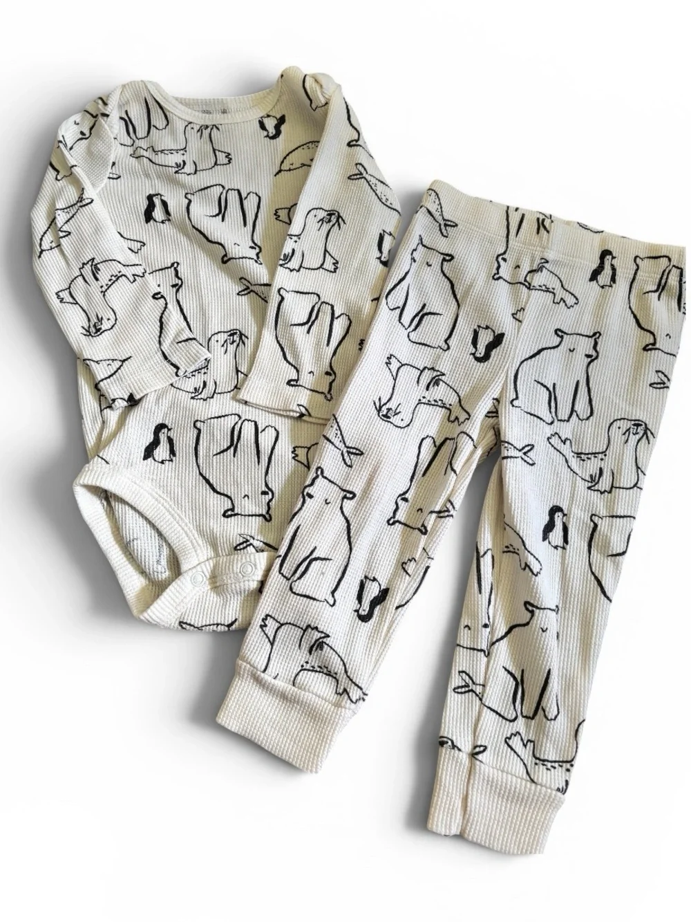 🎉 (18m) Carter's 2-Piece Ribbed Arctic Animals Bodysuit & Pants Set